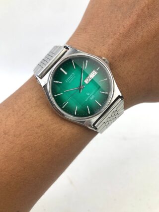 CITIZEN CRYSTON QUARTZ GREEN GRADASI DIAP DAYDATE