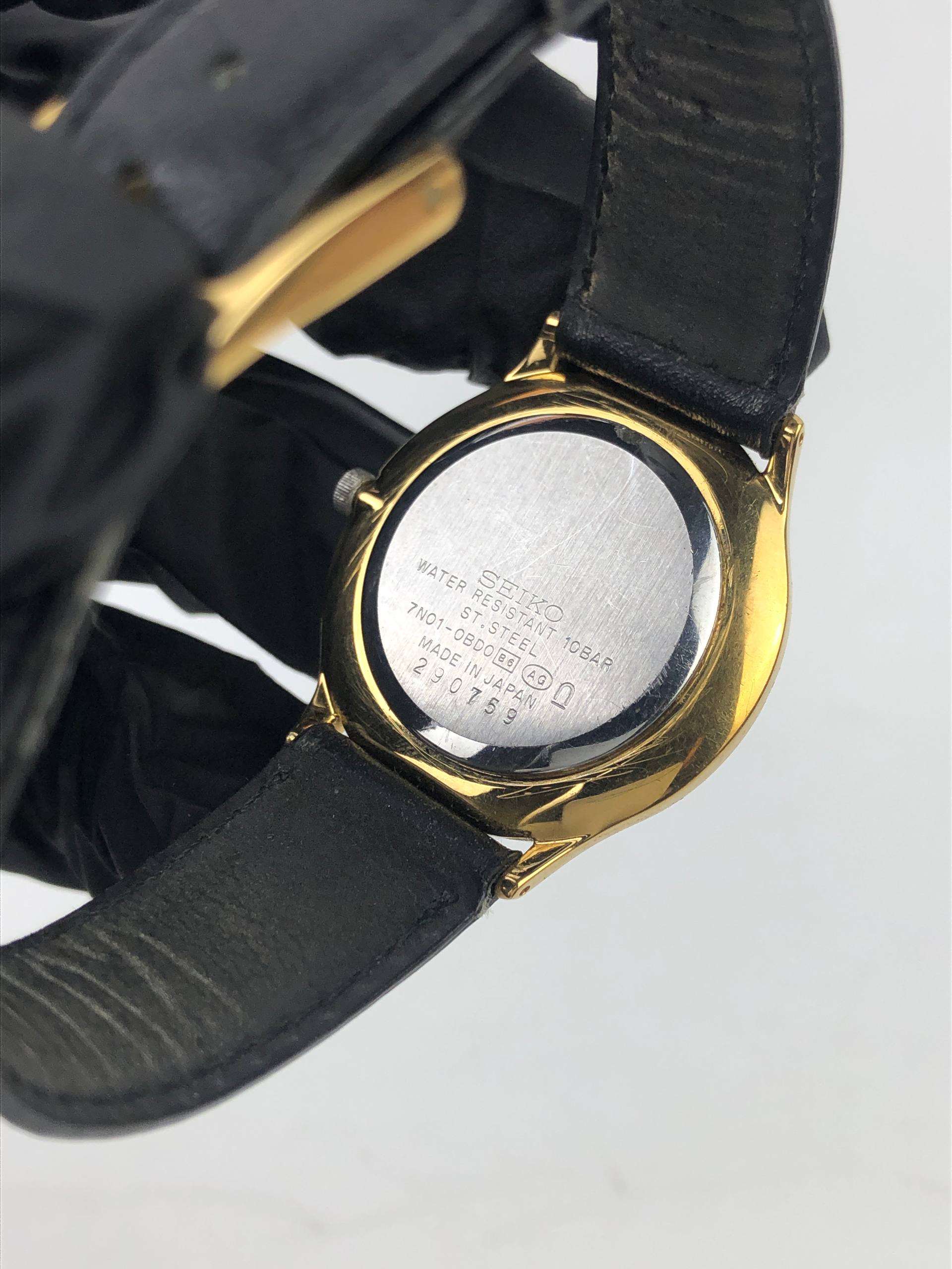 SEIKO 7N01-0BD0 FULL GOLD DRESSWATCH PRIA QUARTZ - Gambar 7