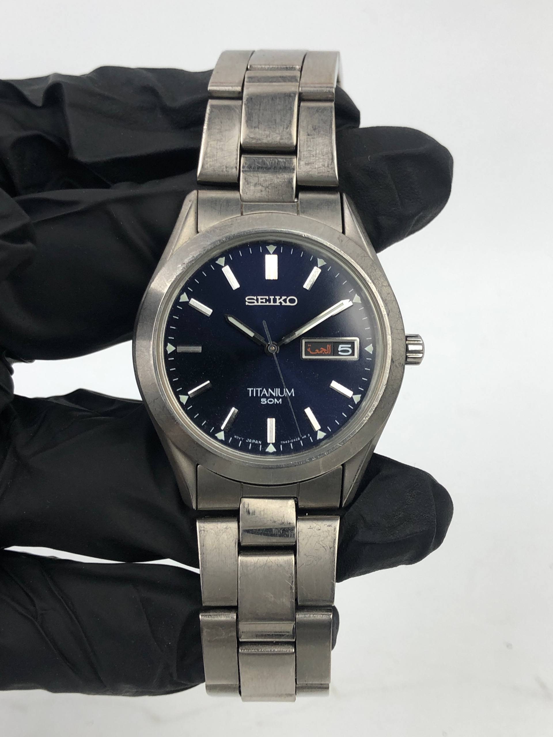 SEIKO 7N42-0AB0 TITANIUM DAYDATE ALL ORIGINAL - Gambar 2