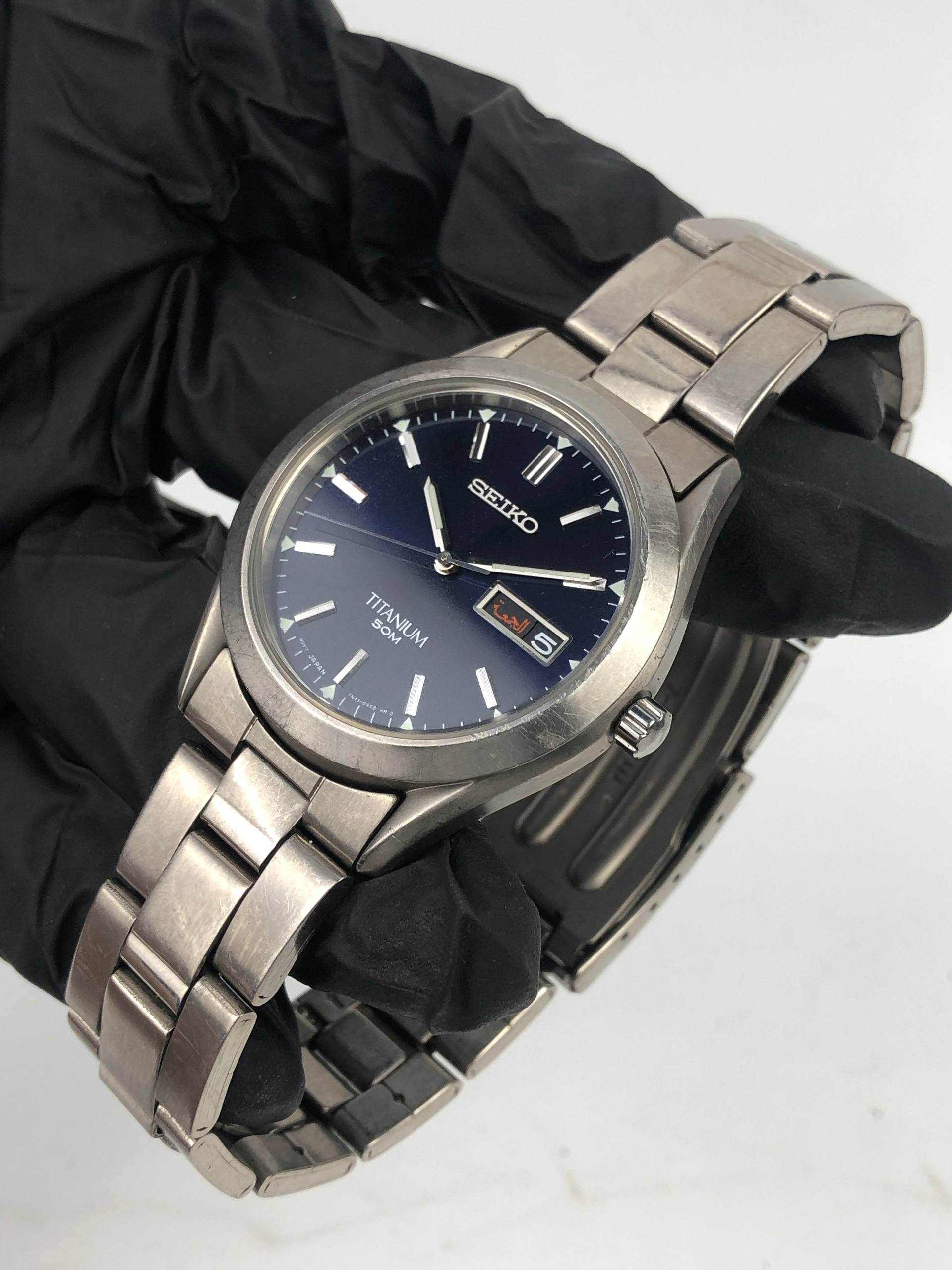 SEIKO 7N42-0AB0 TITANIUM DAYDATE ALL ORIGINAL - Gambar 3