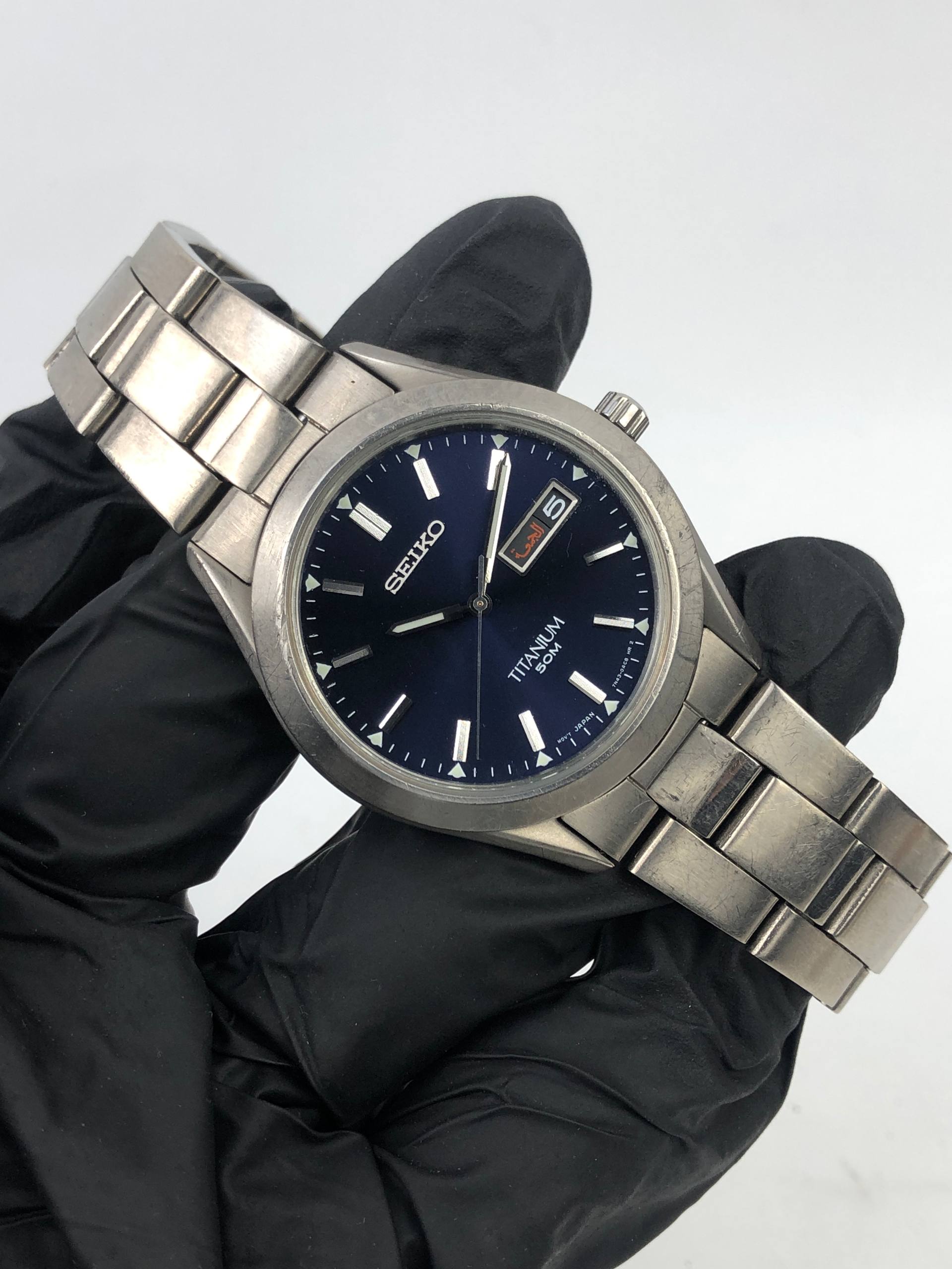 SEIKO 7N42-0AB0 TITANIUM DAYDATE ALL ORIGINAL - Gambar 5