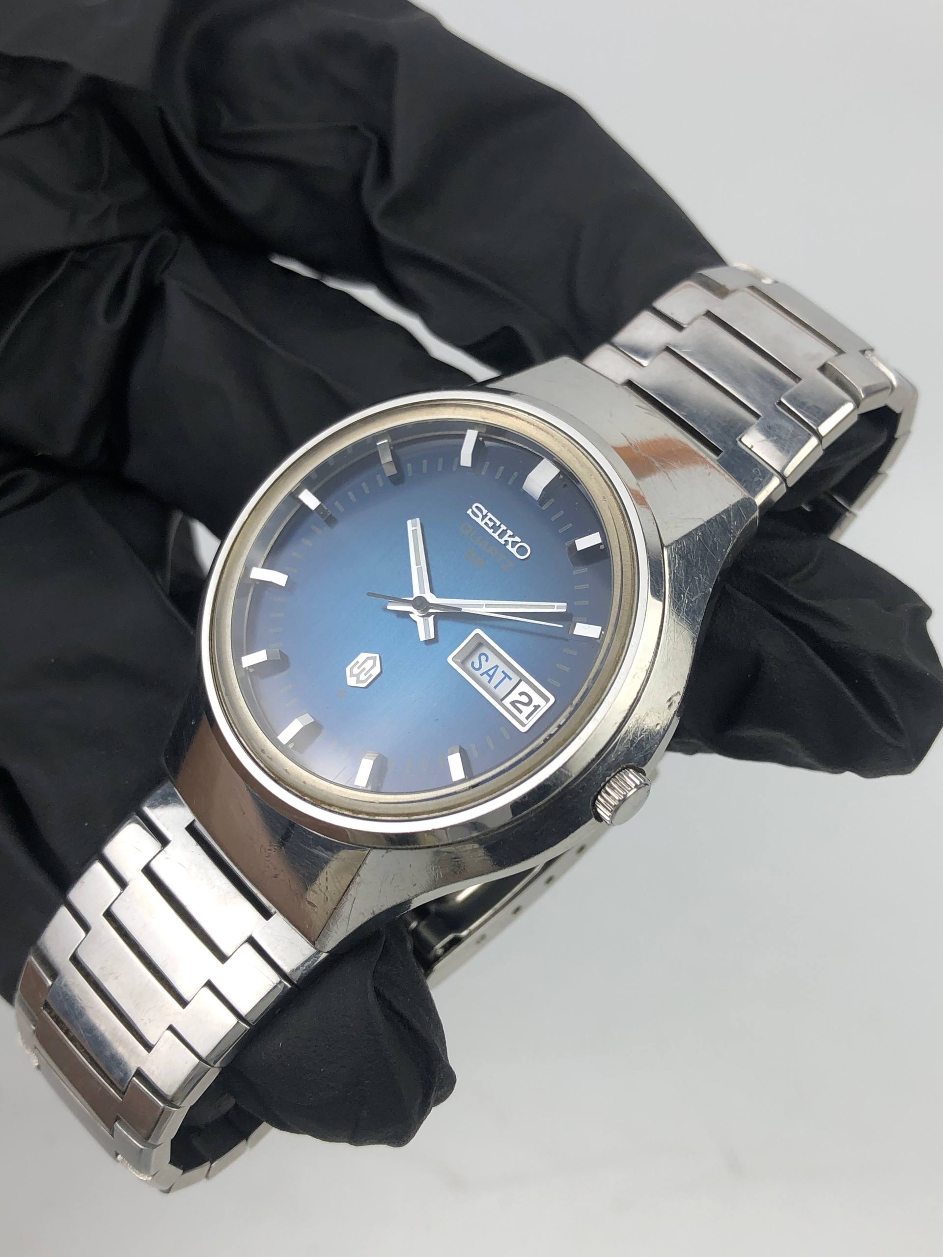 SEIKO QR 3863-7010 BLUE LINEN DIAL ALL ORIGINAL - Gambar 3
