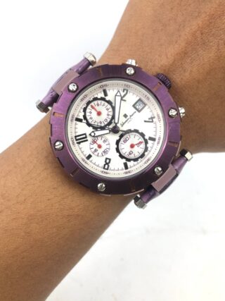 SALVATORE MARRA ITALY SM-15115-1 CHRONOGRAF PURPLE CASE ALL ORIGINAL