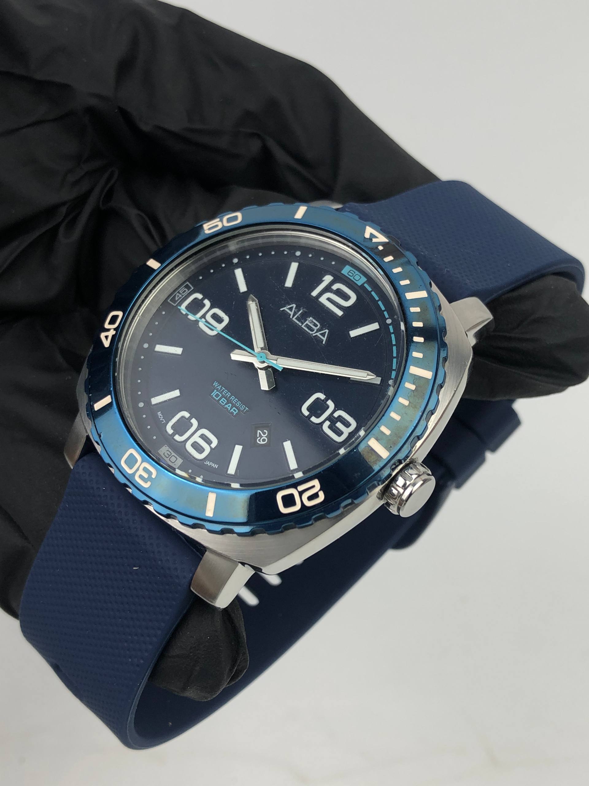 ALBA ACTIVE AG8H99X1 MAN BLUE ROTATE BEZEL - Gambar 3