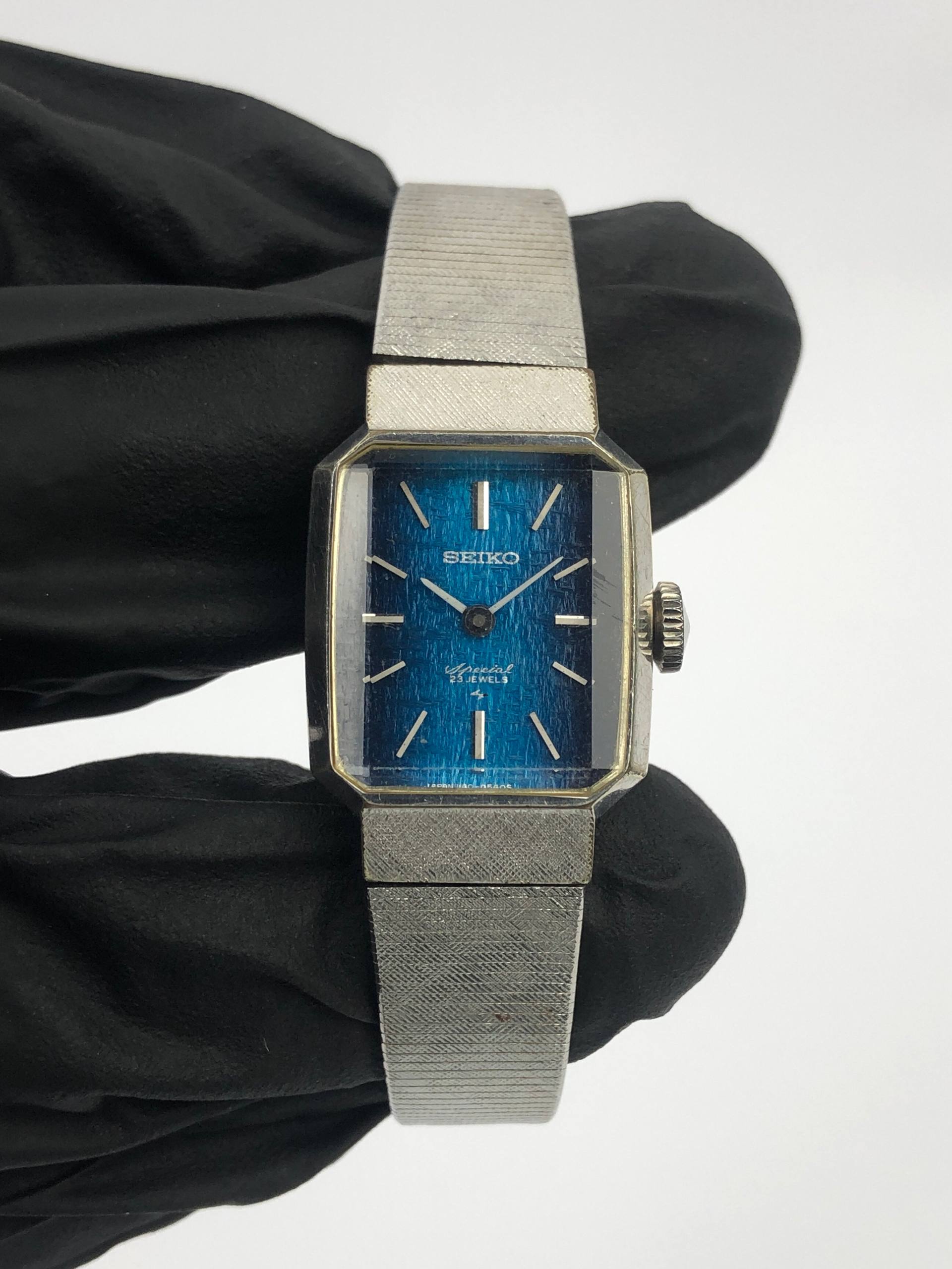 SEIKO 1140-3140 SPECIAL BLUE TEXTURE DIAL FACETED GLASS - Gambar 2