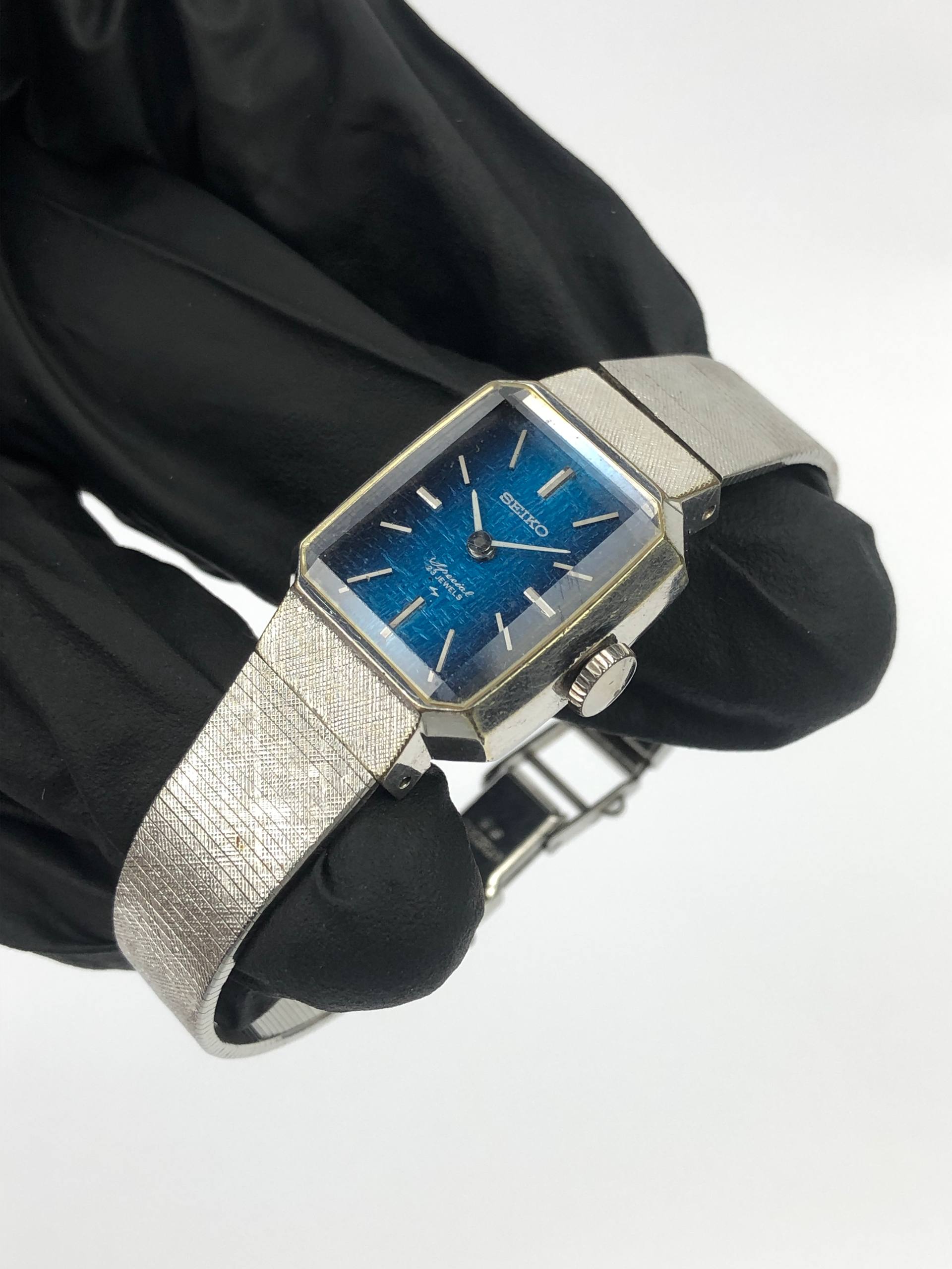 SEIKO 1140-3140 SPECIAL BLUE TEXTURE DIAL FACETED GLASS - Gambar 4