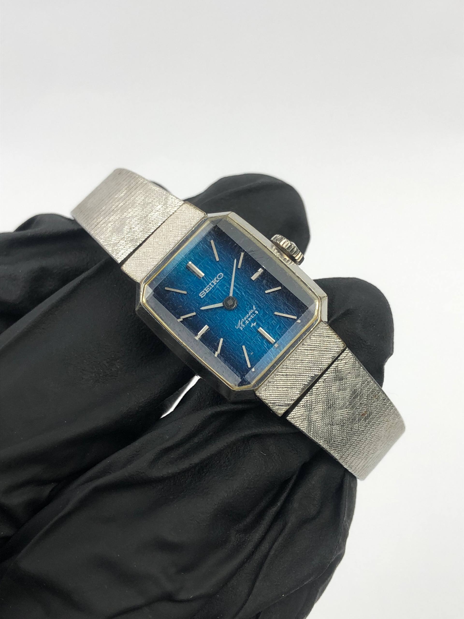 SEIKO 1140-3140 SPECIAL BLUE TEXTURE DIAL FACETED GLASS - Gambar 3
