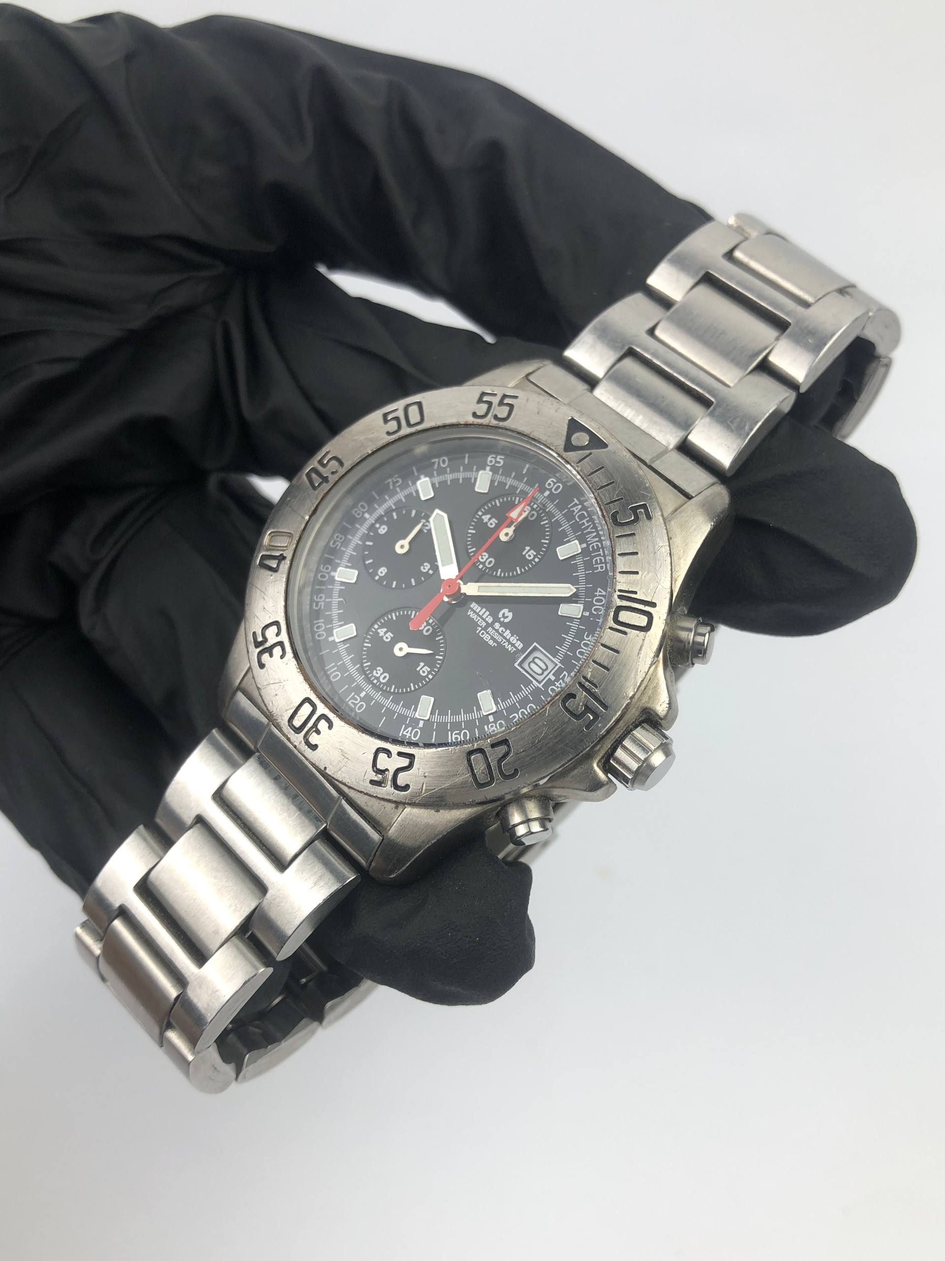 MILA SCHOON 0S10-1942R CHRONOGRAPH QUARTZ EPSON MOVEMENT ALL ORIGINAL - Gambar 2
