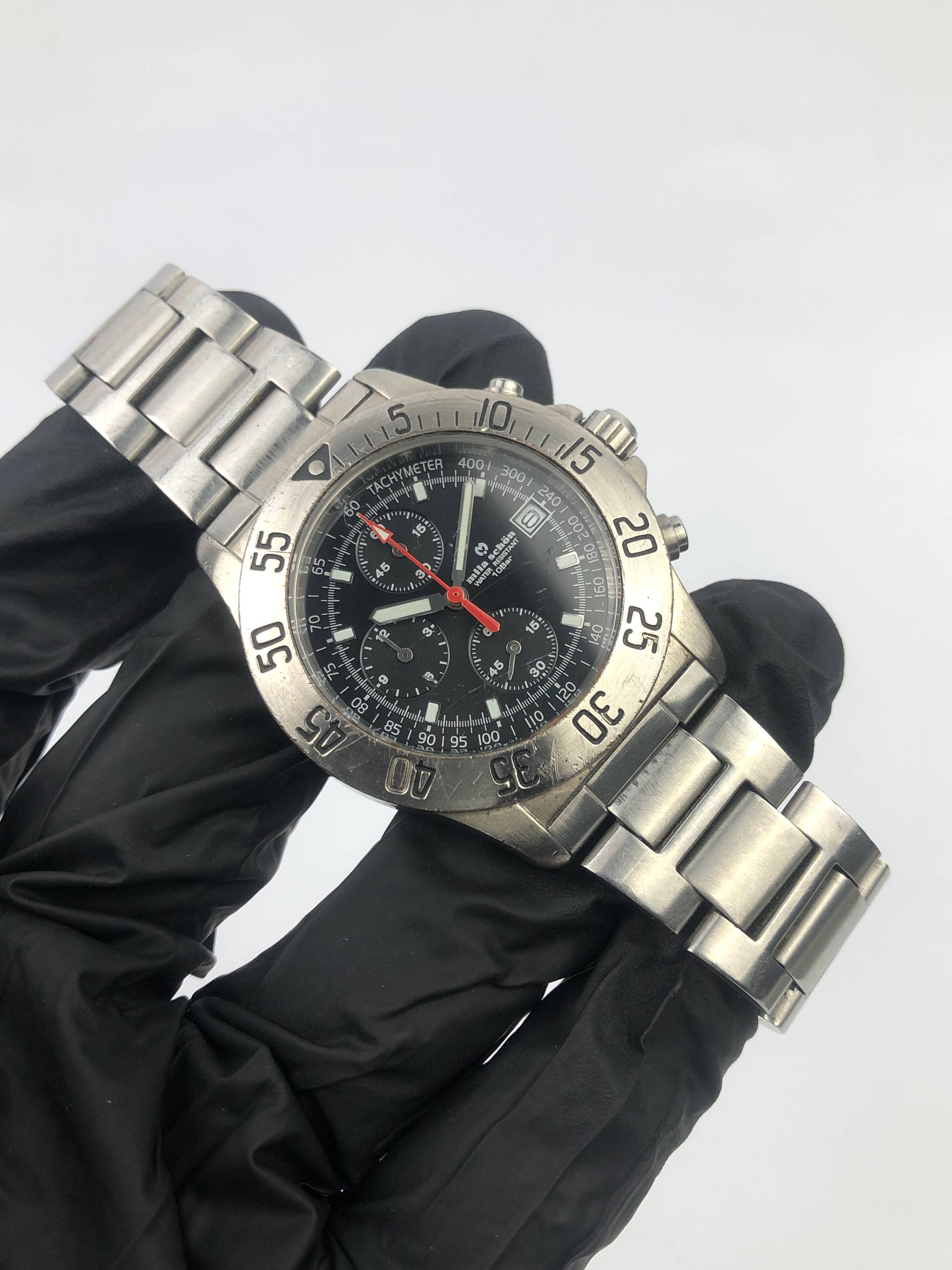 MILA SCHOON 0S10-1942R CHRONOGRAPH QUARTZ EPSON MOVEMENT ALL ORIGINAL - Gambar 4