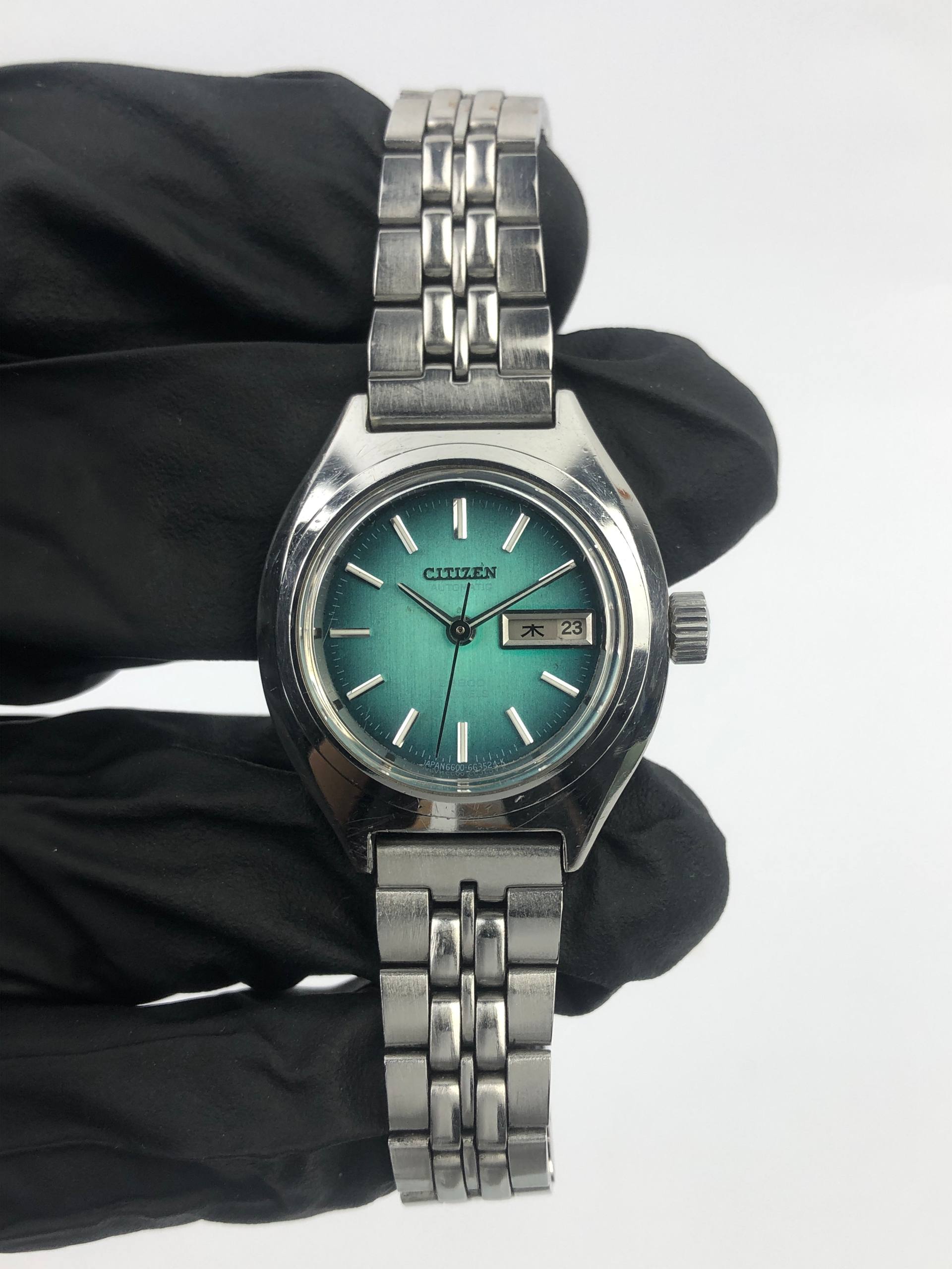 CITIZEN 6600 AUTOMATIC GREEN SUNBURST DIAL ALL ORI - Gambar 2