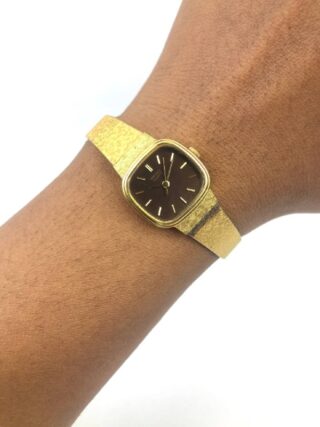 SEIKO 1421-5090 QUARTZ BROWN DIAL GOLD CASE