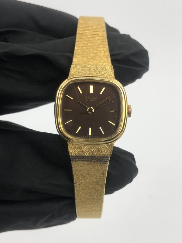 SEIKO 1421-5090 QUARTZ BROWN DIAL GOLD CASE - Gambar 2