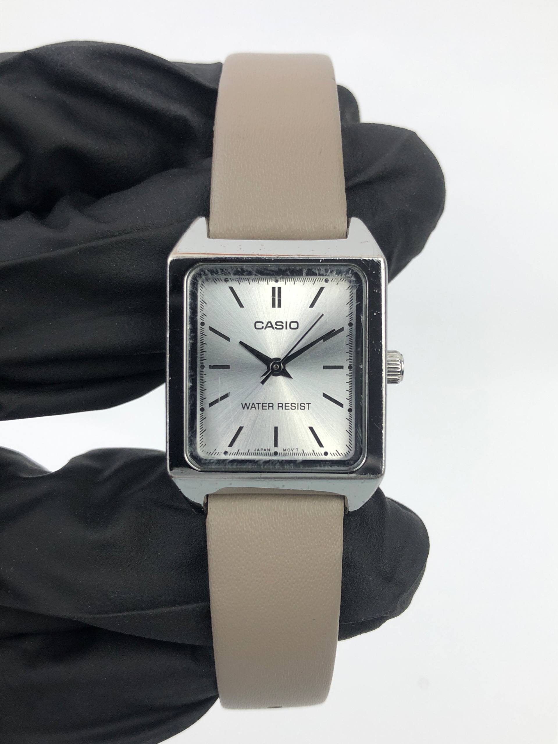 CASIO QUARTZ SILVER SUNBURST DIAL RECTANGULAR - Gambar 2