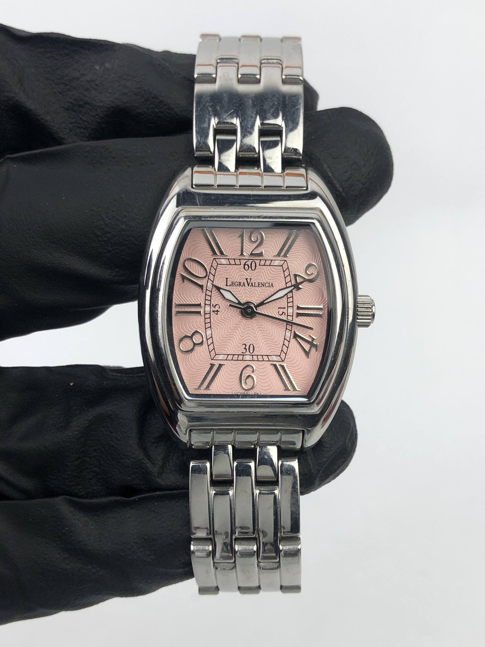 LEGRA VALENCIA LADIES TONNEAU PINK GUILLOCHE DIAL STAINLESS STEEL WATCH - Gambar 2