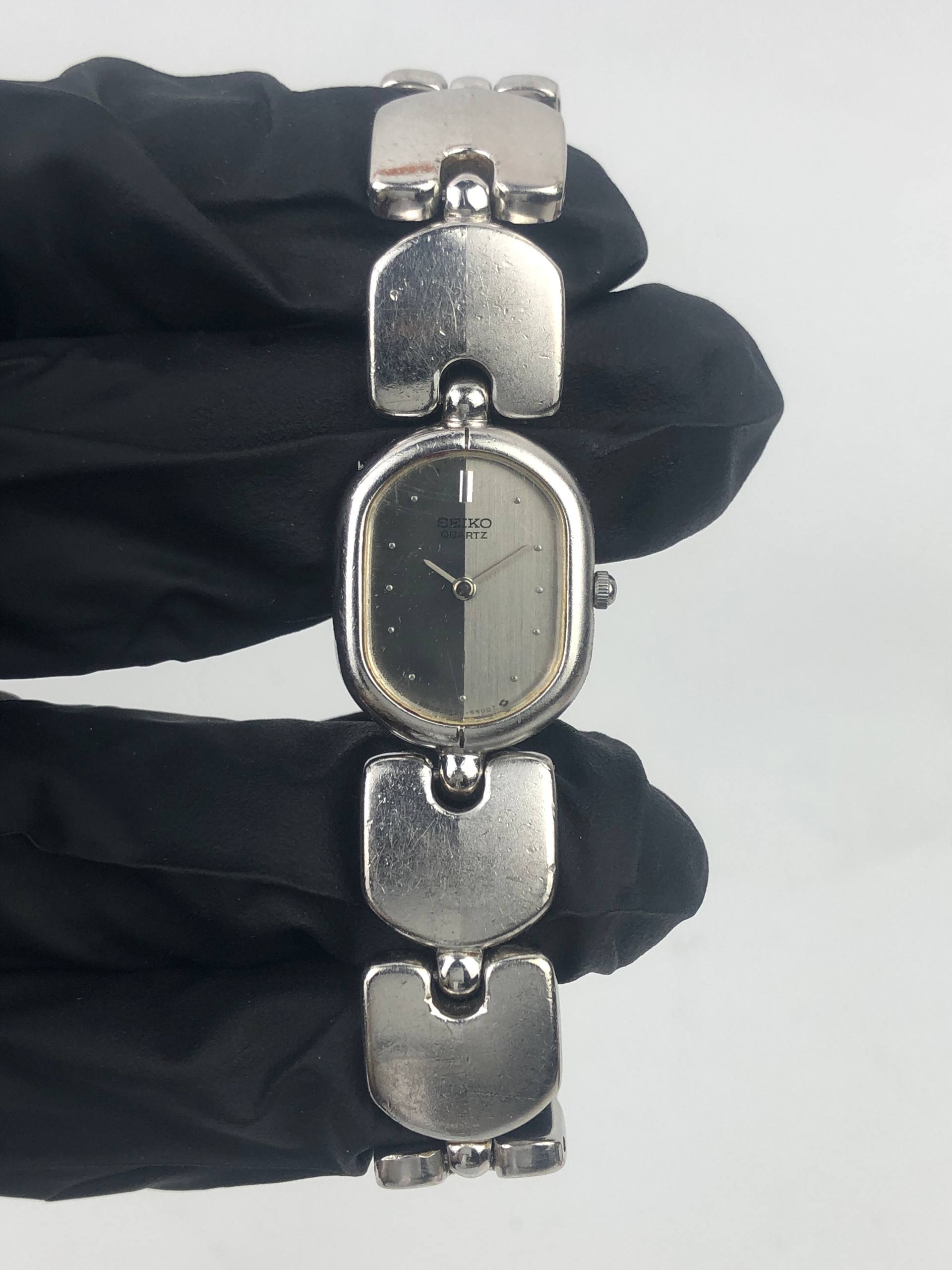 SEIKO QUARTZ 7320-5340 SILVER JEWELRY BRACELET GREY TWOTONE DIAL - Gambar 2