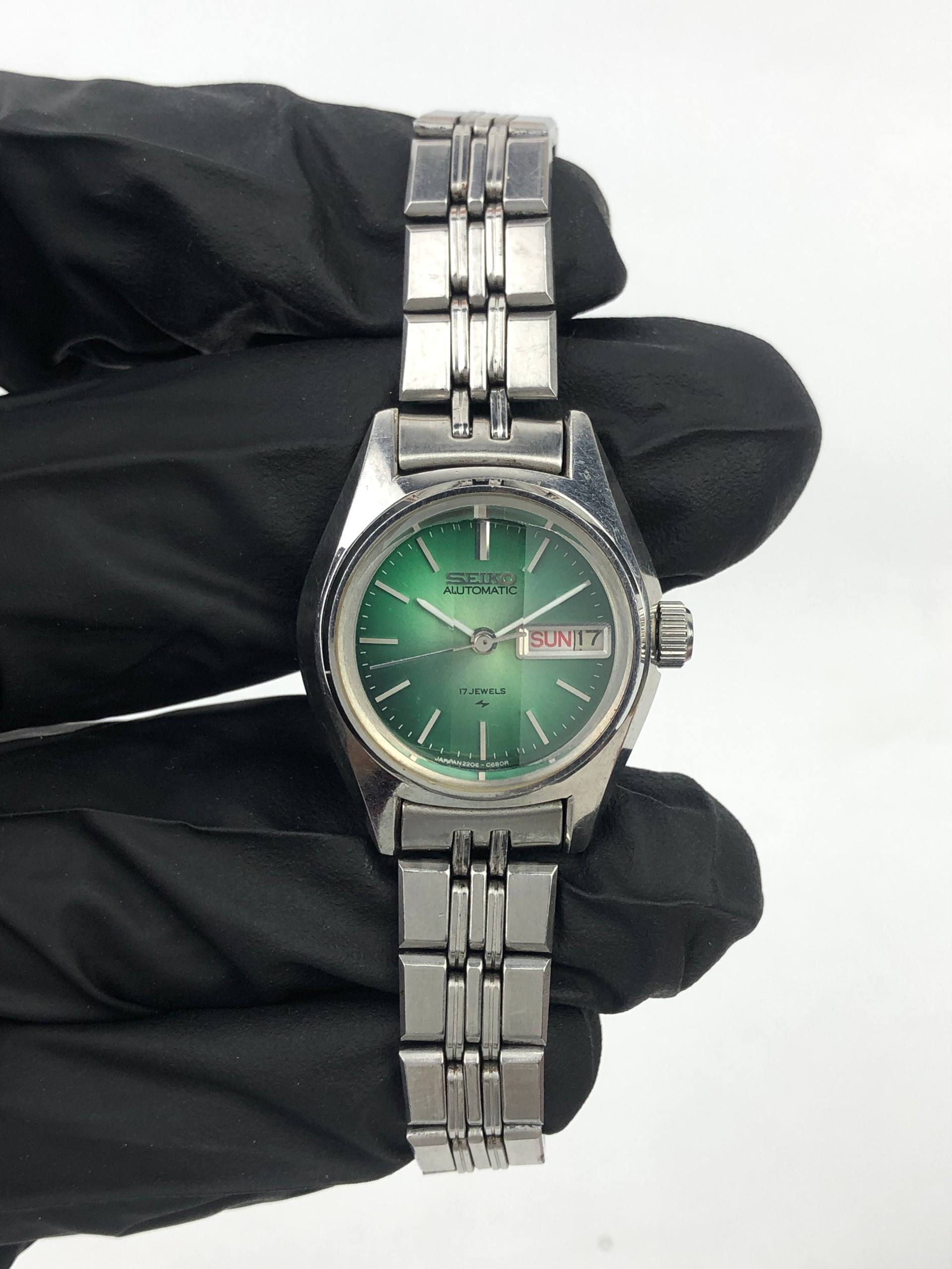 SEIKO AUTOMATIC 2206 EMERALD GREEN SUNBURST ORIGINAL JAPAN - Gambar 2