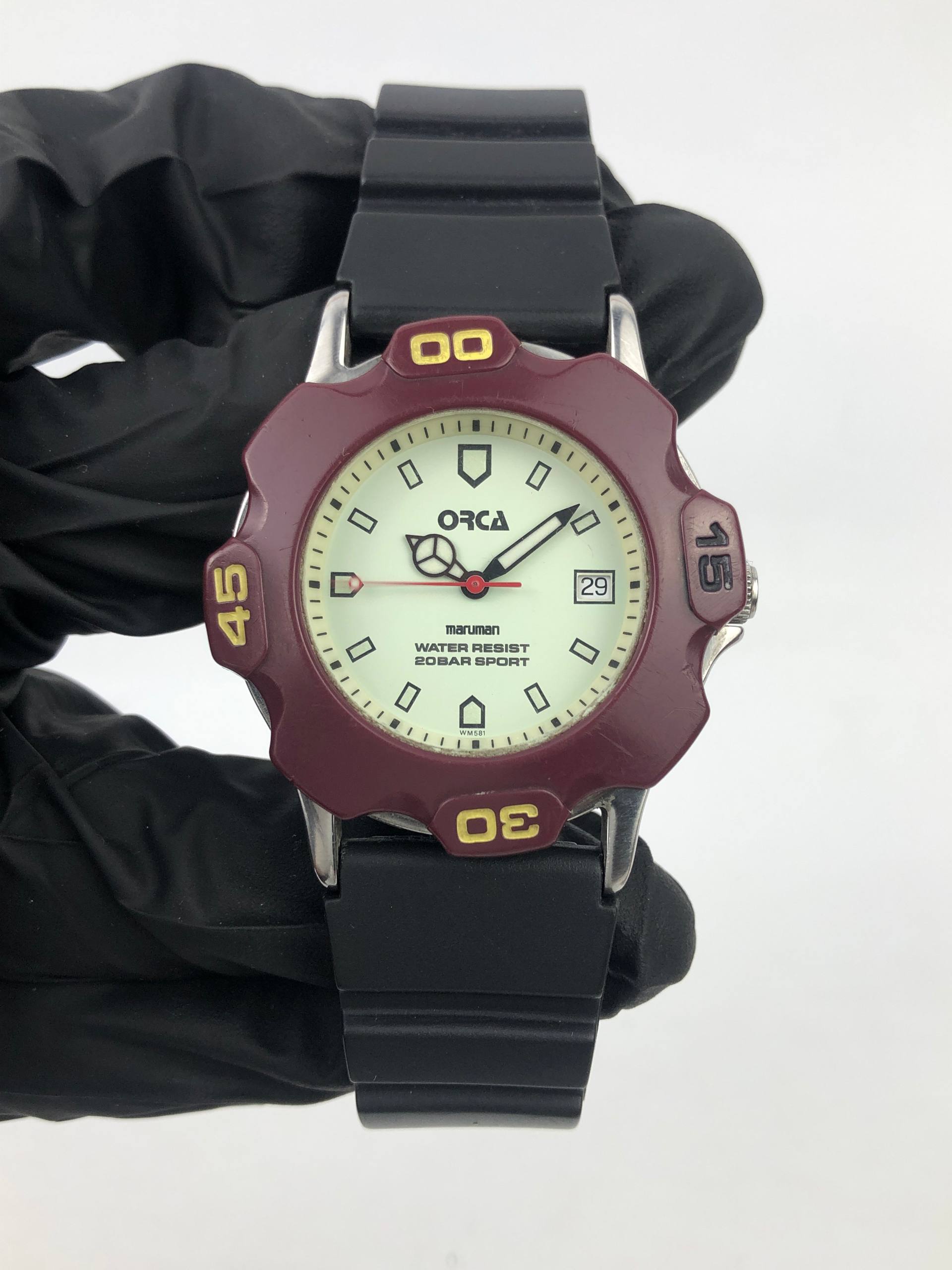 ORCA MARINER 200M WATER RESIST BURGUNDY DIVER - Gambar 2