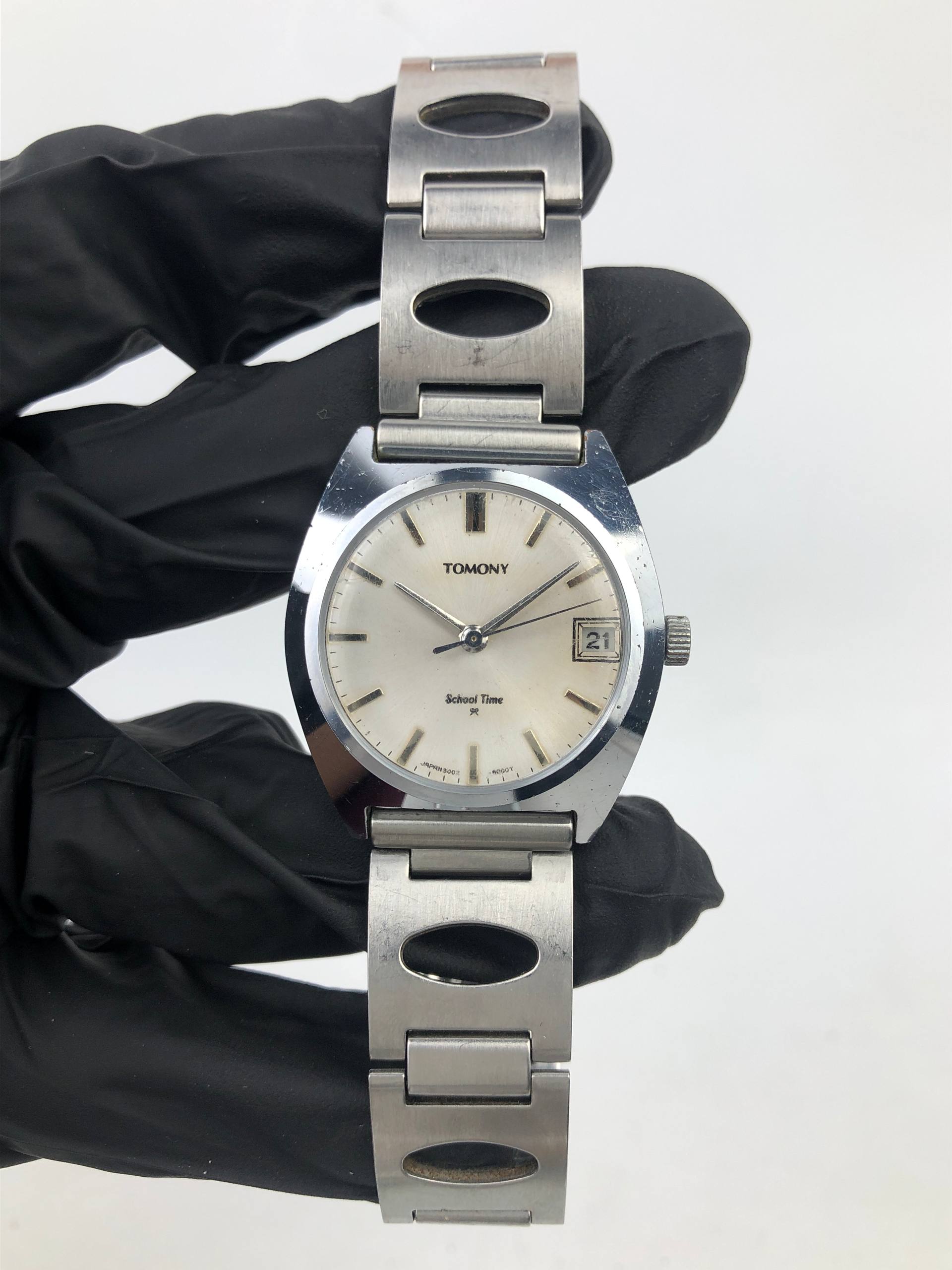 TOMONY SCHOOL TIME 5000-600 VINTAGE DAY DATE DRESS WATCH ORIGINAL JAPAN - Gambar 2