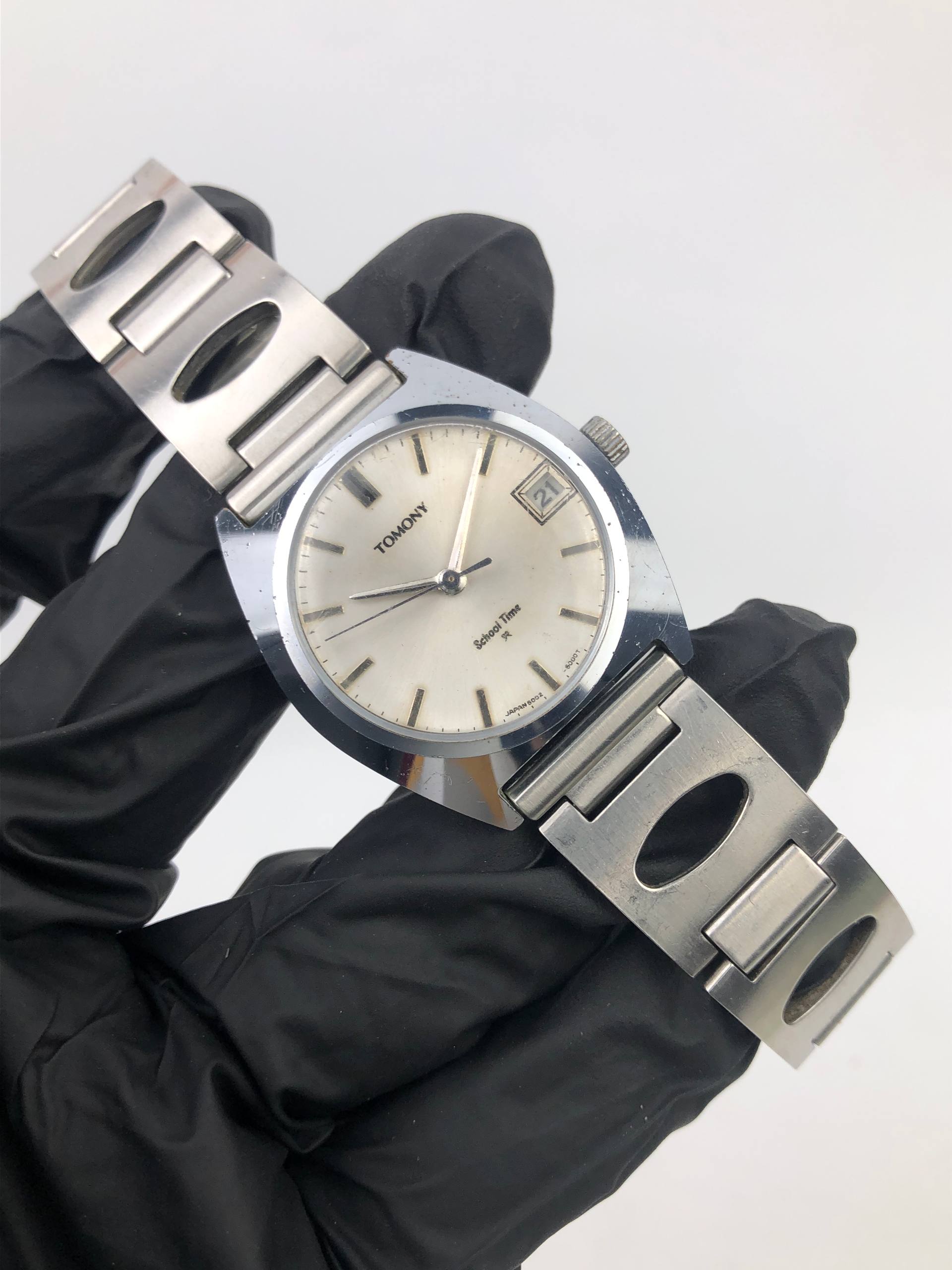 TOMONY SCHOOL TIME 5000-600 VINTAGE DAY DATE DRESS WATCH ORIGINAL JAPAN - Gambar 4
