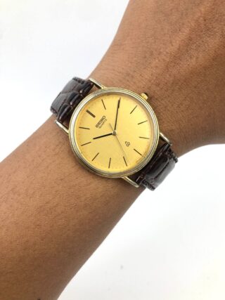 SEIKO QUARTZ 5931-7030 GOLD DIAL JAPAN MEN’S VINTAGE DRESS WATCH