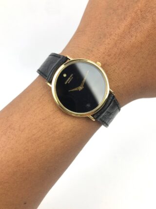 RAYMOND WEIL GENEVE ULTRA SLIM BLACK DIAL SWISS QUARTZ 18K GOLD ELECTROPLATED