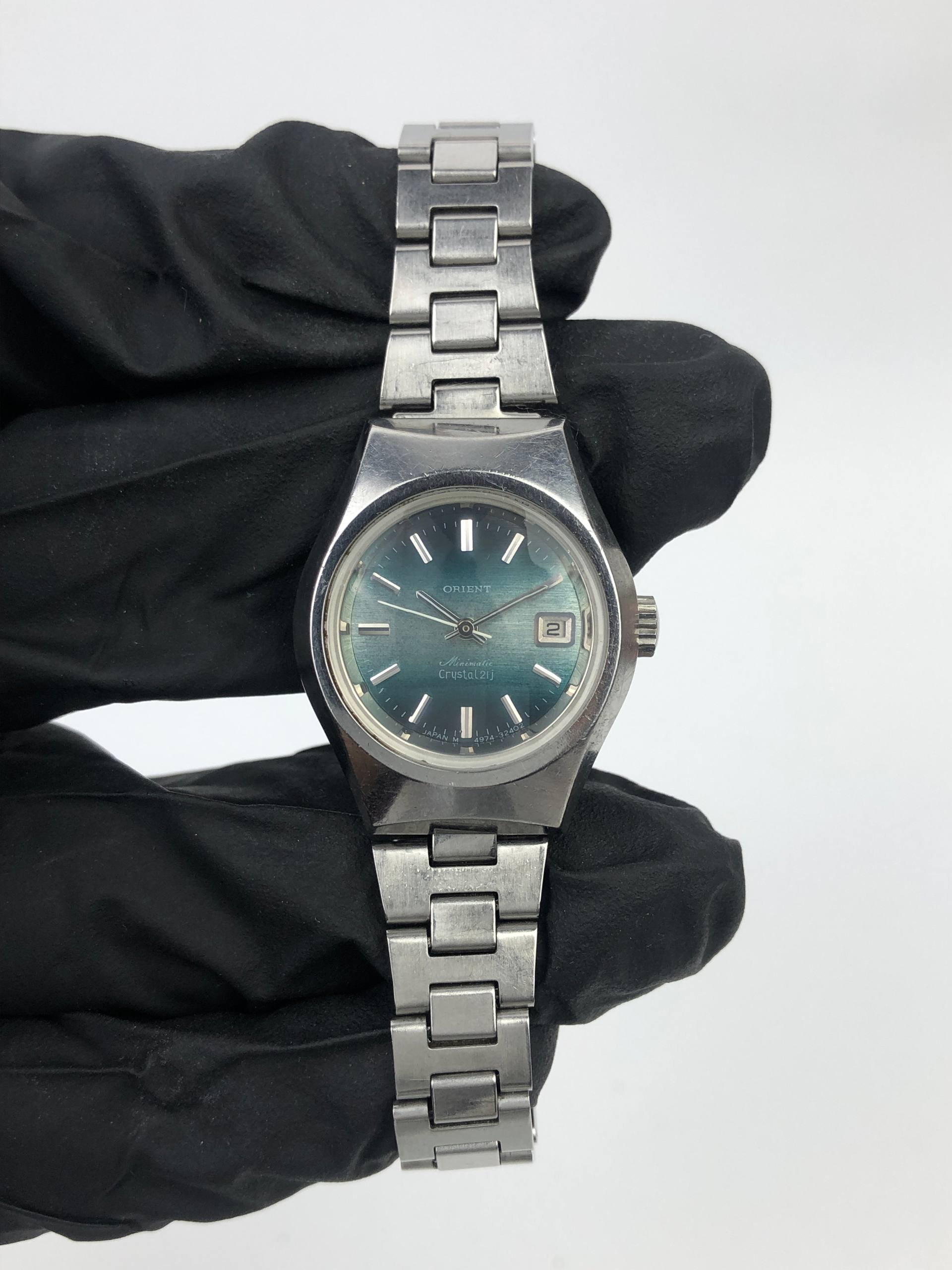 ORIENT CRYSTAL 21 JEWELS AUTOMATIC Y491-32400 GREEN SUNBURST DIAL JAPAN LADIES - Gambar 3