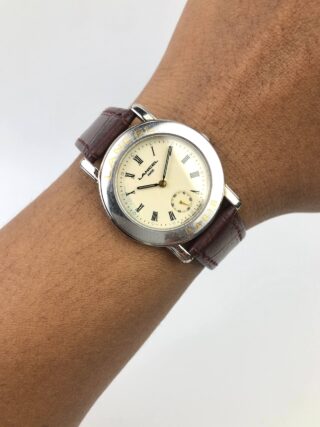 LANCEL PARIS SMALL SECOND IVORY ROMAN DIAL QUARTZ DRESS WATCH