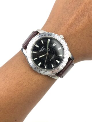 ALEXANDRE CHRISTIE AC 6118 BLACK WAVE DIAL TACHYMETRE 100M STAINLESS STEEL QUARTZ