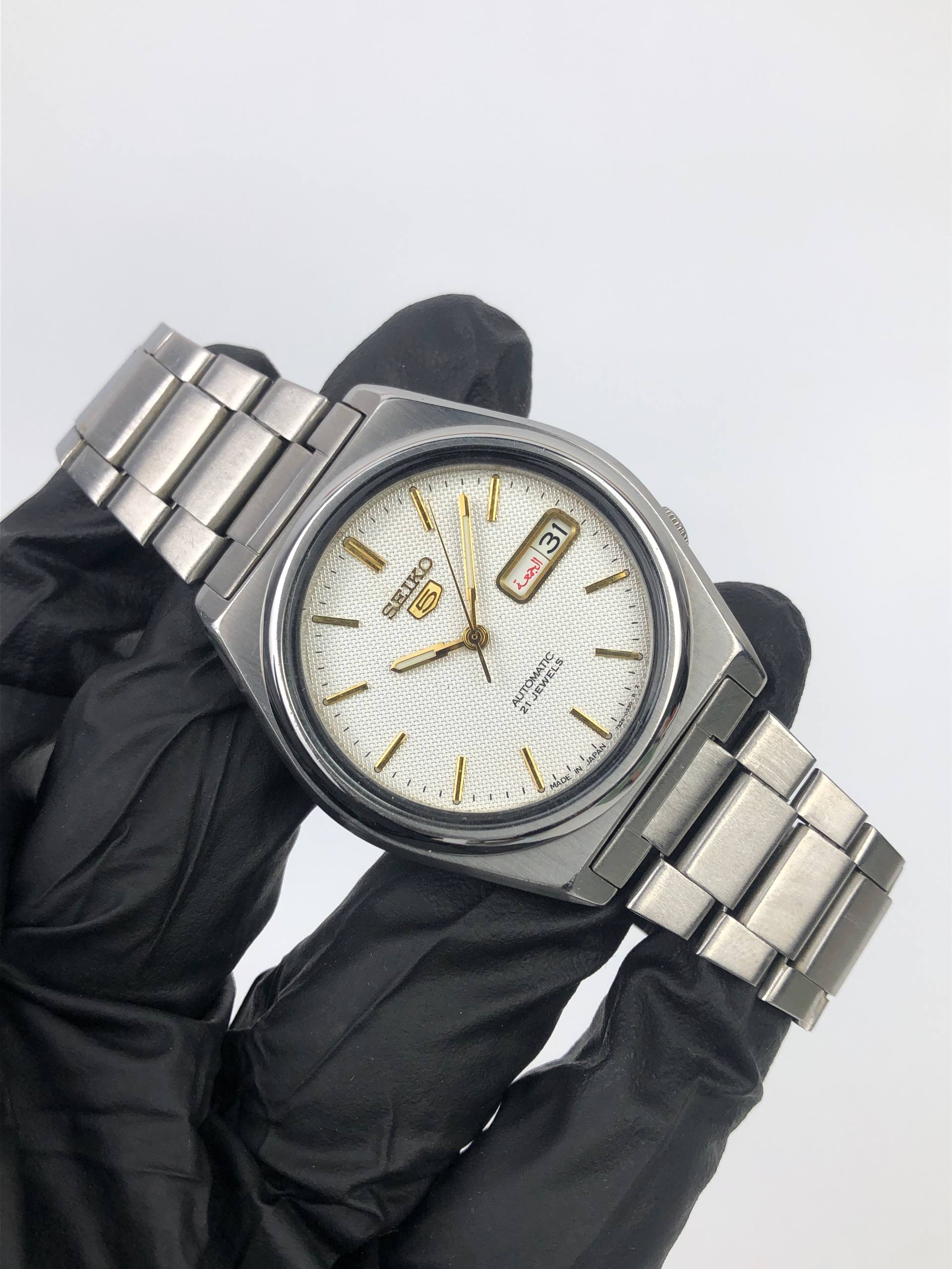 SEIKO 5 AUTOMATIC 21 JEWELS 7S26-8760 WHITE GRID PATTERN DIAL MADE IN JAPAN - Gambar 4