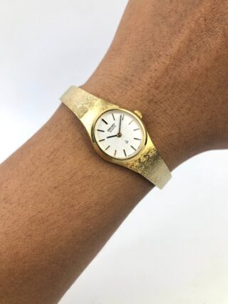 SEIKO QUARTZ 4720-0080 SILVER LINEN DIAL GOLD TONE ORIGINAL VINTAGE LADIES WATCH