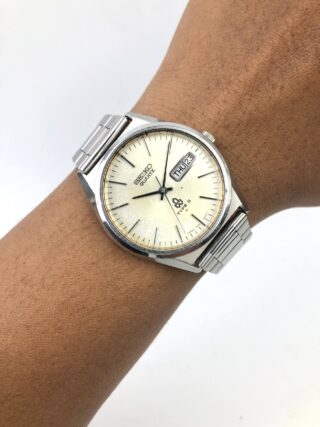 SEIKO TYPE II 7546-8000 ORIGINAL AGED DIAL QUARTZ DAY DATE JAPAN MEN WATCH