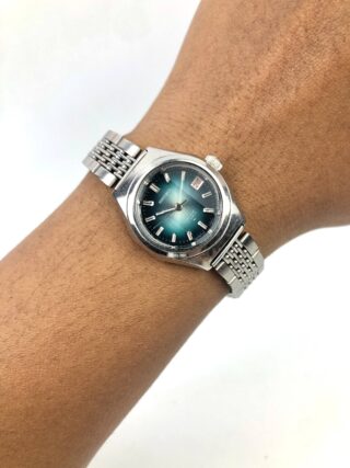 SEIKO 2202-0130 JAPAN QUARTZ ORIGINAL EMERALD GREEN DIAL LADIES WATCH