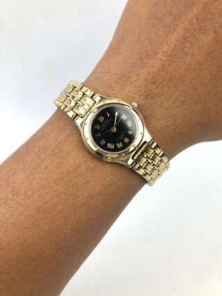 CASIO STING STN-615 ORIGINAL JAPAN BLACK DIAL TWO TONE DRESS WATCH