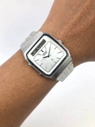 SEIKO H357-500A ANA-DIGI VINTAGE QUARTZ SILVER DIAL ALL ORIGINAL JAPAN