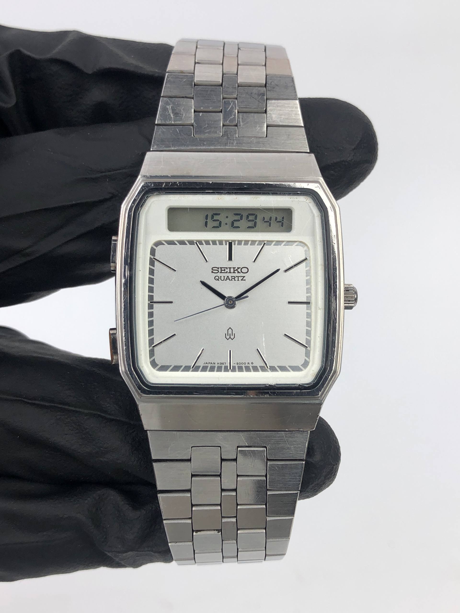 SEIKO H357-500A ANA-DIGI VINTAGE QUARTZ SILVER DIAL ALL ORIGINAL JAPAN - Gambar 2