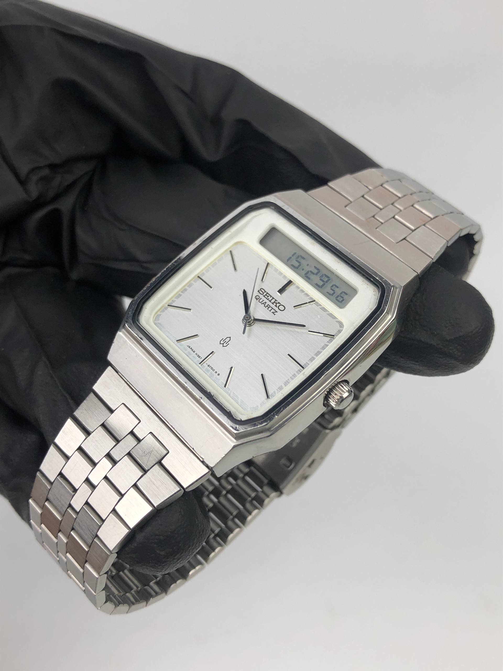 SEIKO H357-500A ANA-DIGI VINTAGE QUARTZ SILVER DIAL ALL ORIGINAL JAPAN - Gambar 3