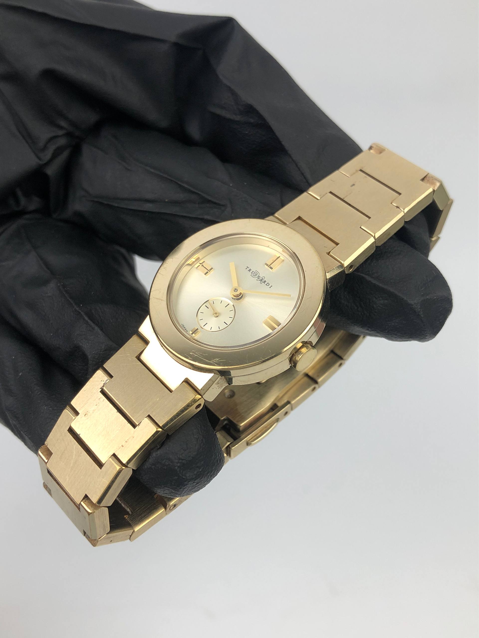 TRUSSARDI LIMITED EDITION 2001 TRD-7803 SMALL SECONDS SILVER SUNBURST DIAL ORIGINAL - Gambar 3
