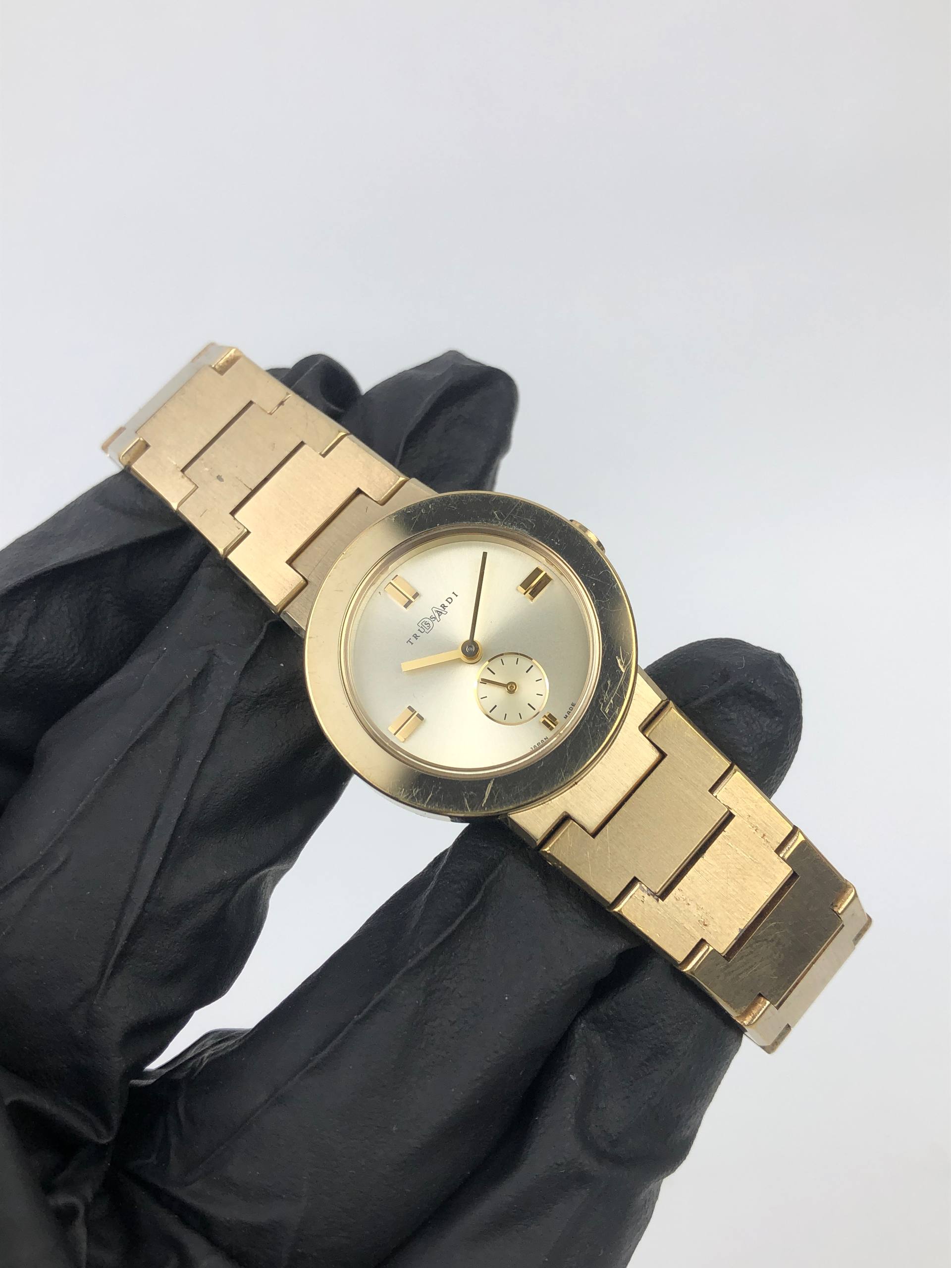 TRUSSARDI LIMITED EDITION 2001 TRD-7803 SMALL SECONDS SILVER SUNBURST DIAL ORIGINAL - Gambar 4