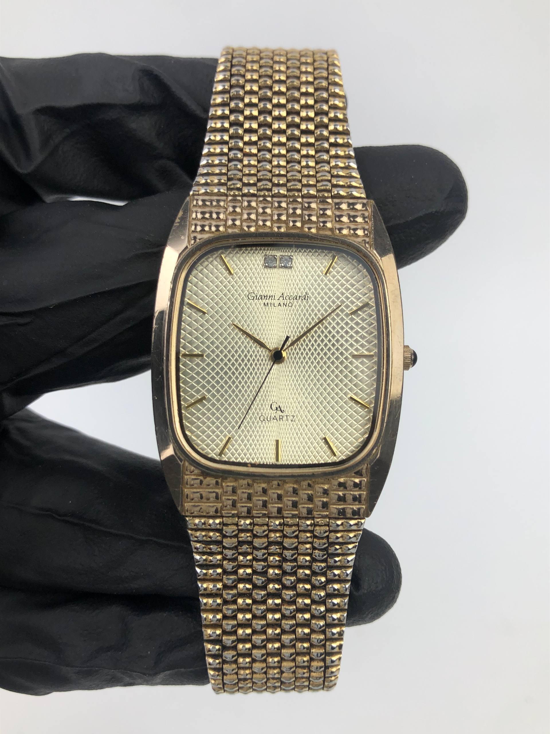 GIANNI ACCORDI GA QUARTZ GUILLOCHE CHAMPAGNE DIAL INTEGRATED MESH BRACELET - Gambar 2