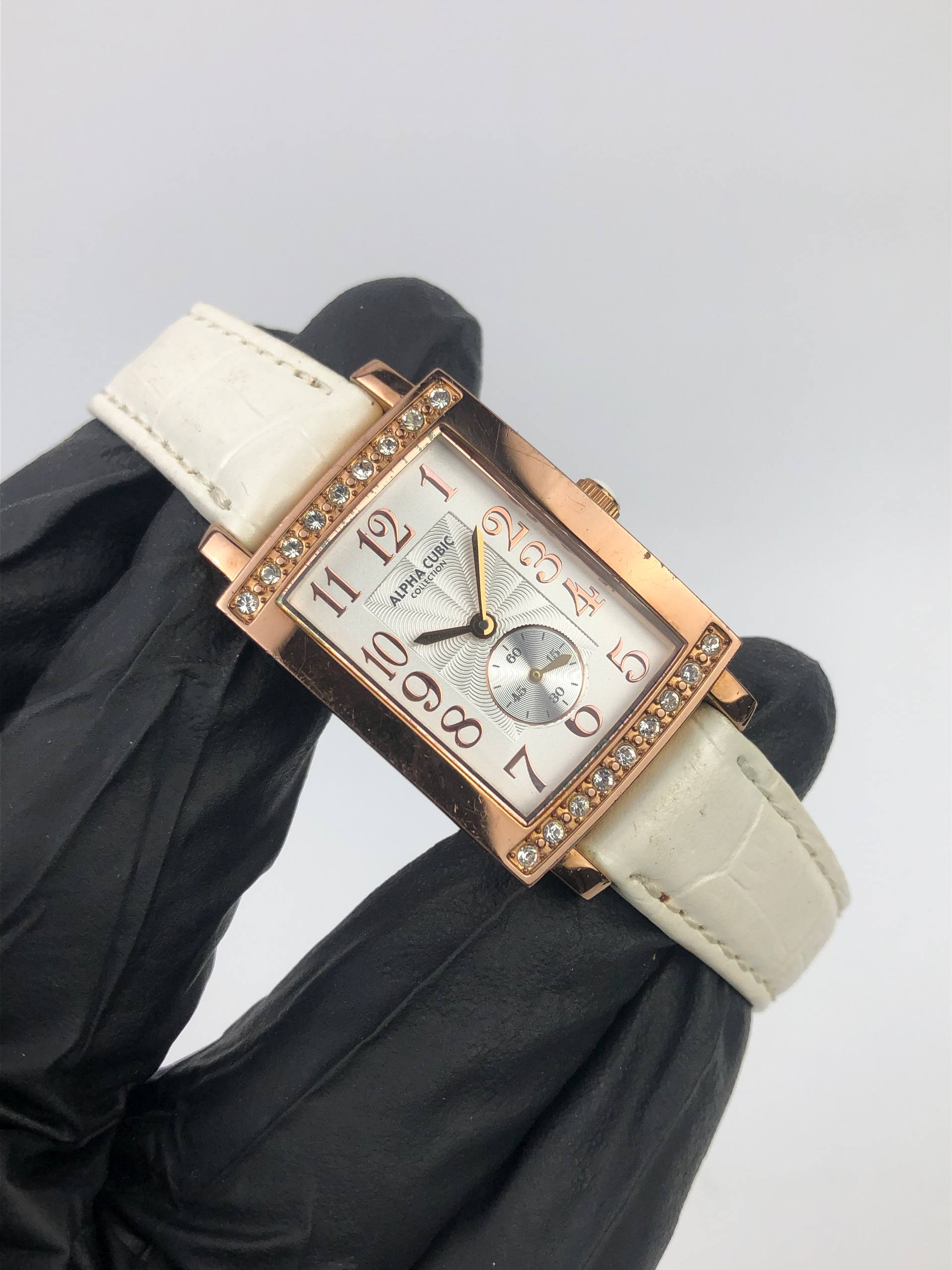 ALPHA CUBIC NOEVIR TANK QUARTZ SMALL SECOND ROSE GOLD DRESS WATCH JAPAN - Gambar 4