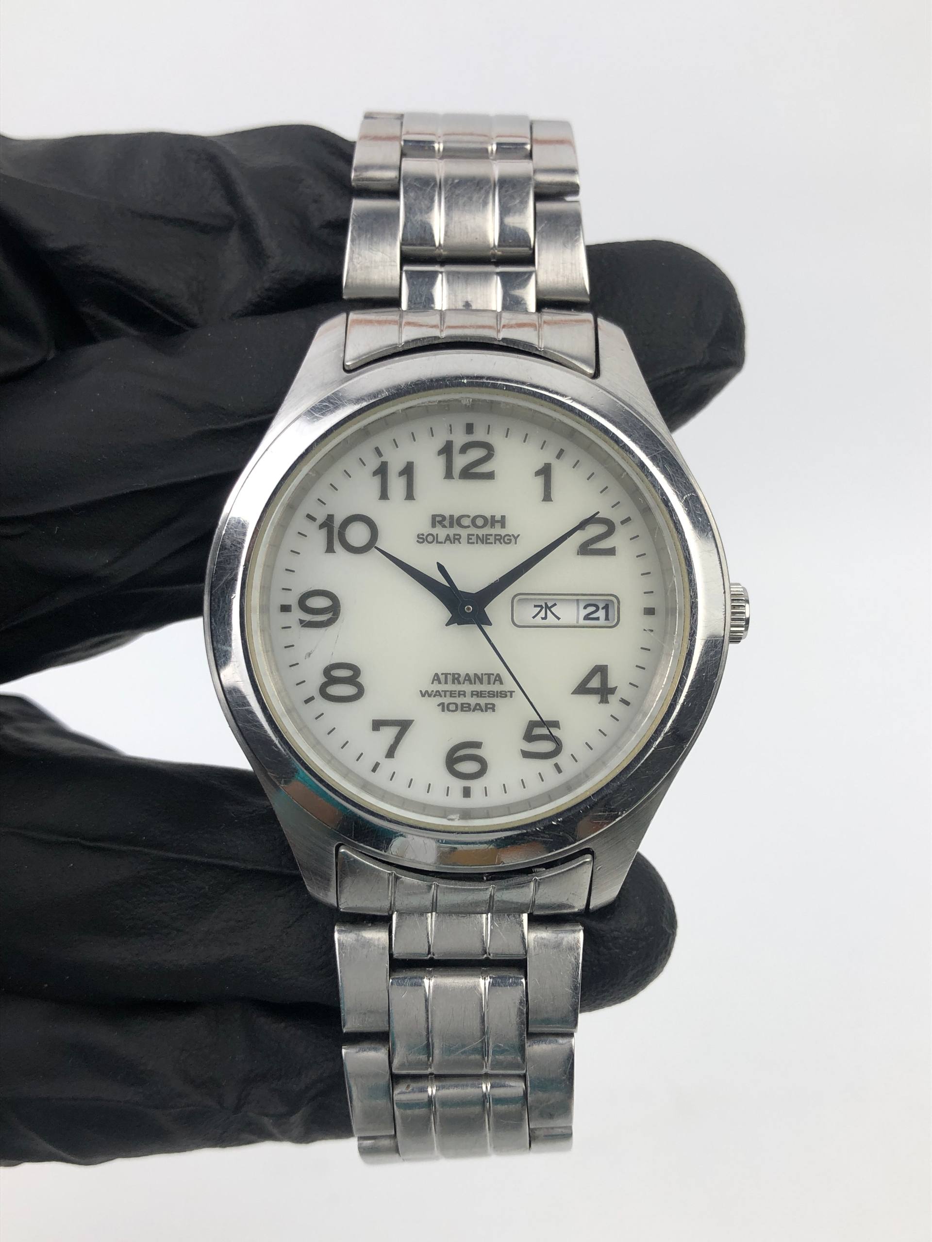 RICOH ATRANTA SOLAR ENERGY DAY DATE WHITE DIAL ORIGINAL - Gambar 2