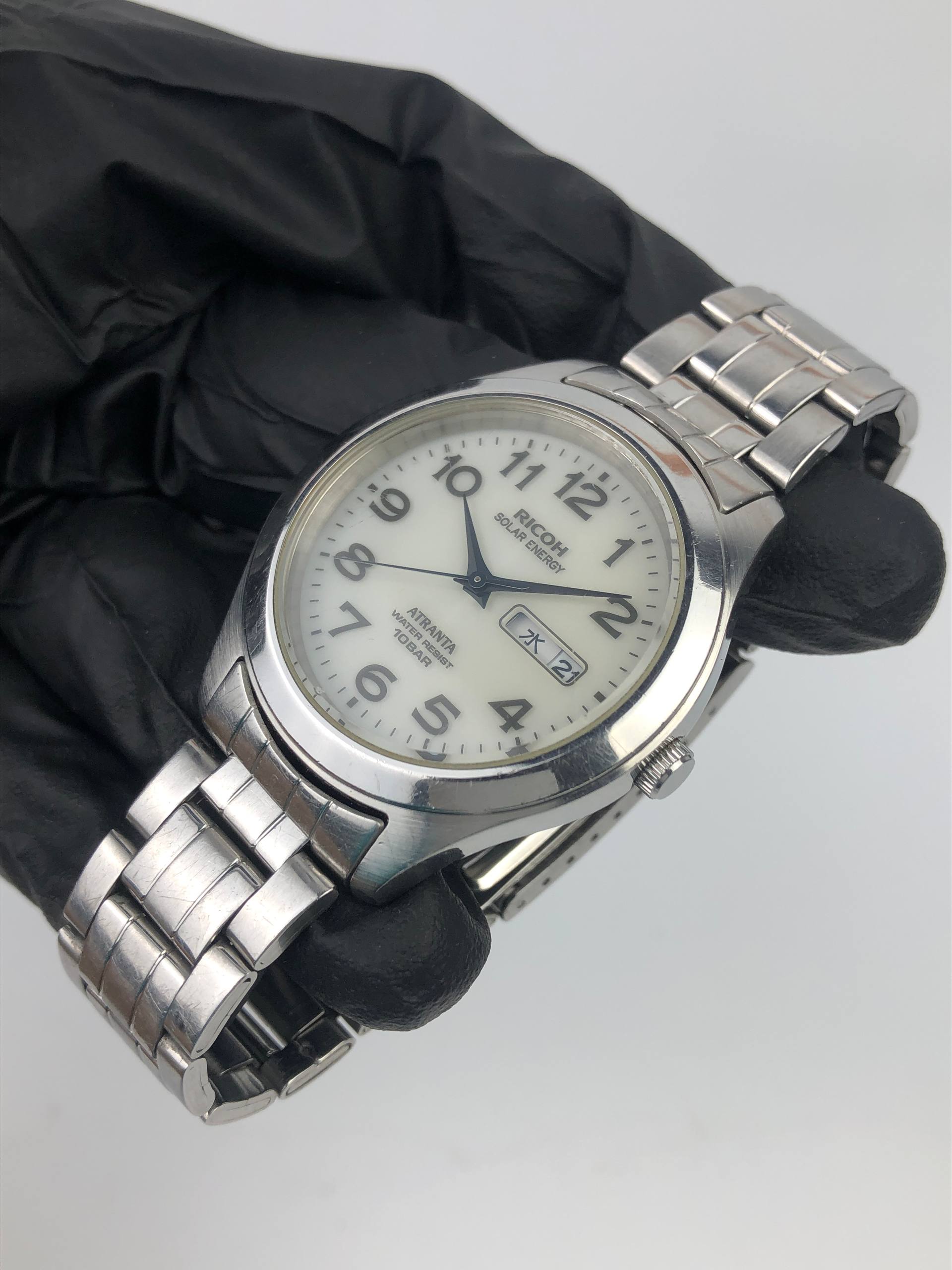 RICOH ATRANTA SOLAR ENERGY DAY DATE WHITE DIAL ORIGINAL - Gambar 3