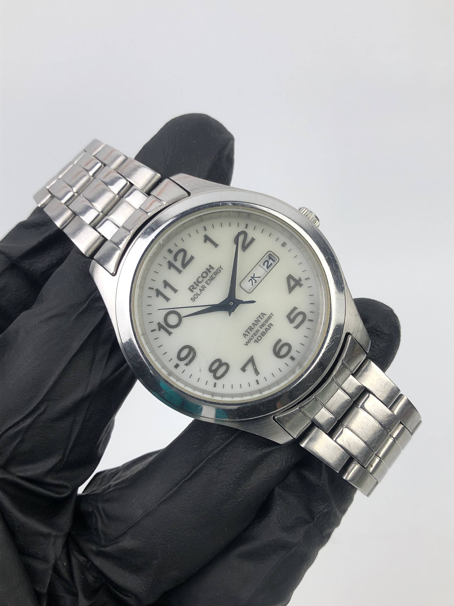 RICOH ATRANTA SOLAR ENERGY DAY DATE WHITE DIAL ORIGINAL - Gambar 4