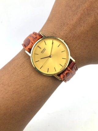 SEIKO QUARTZ 2C21-0120 70TH ANNIVERSARY COMMEMORATIVE GOLD DIAL VINTAGE JAPAN