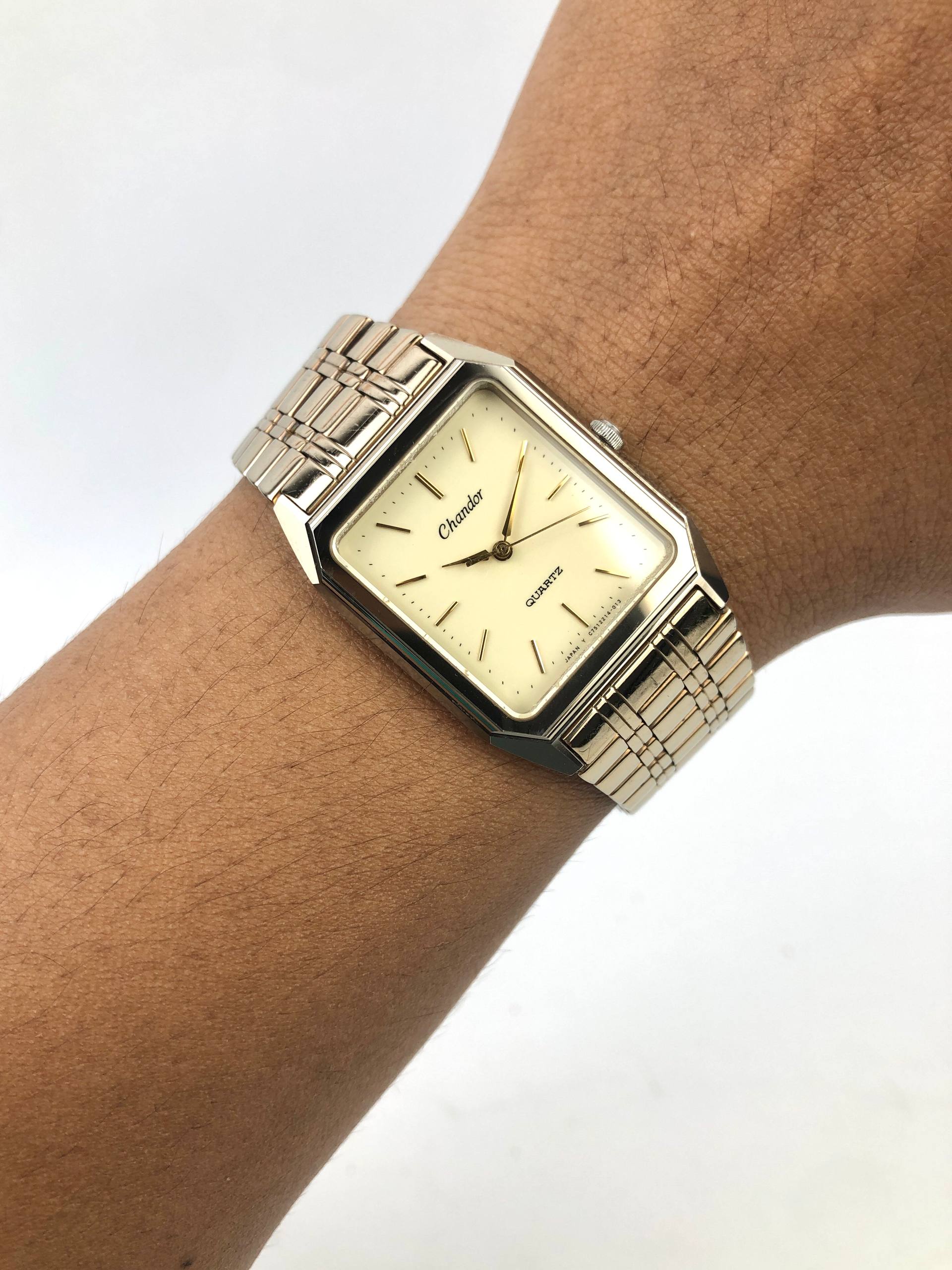 CHANDOR ORIENT QUARTZ J5621-40 CS JAPAN VINTAGE DRESS WATCH ORIGINAL BRACELET GOLD DIAL