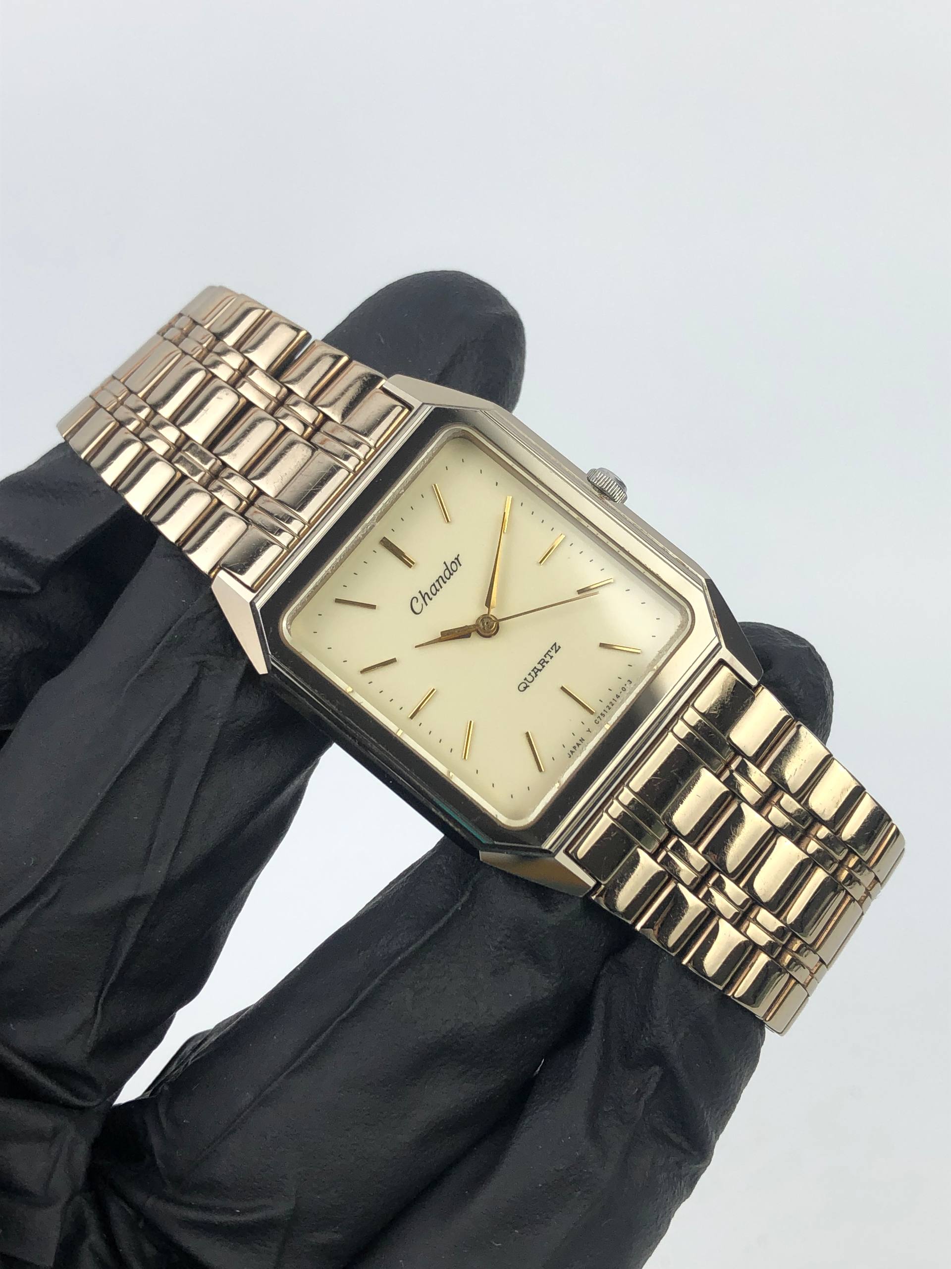 CHANDOR ORIENT QUARTZ J5621-40 CS JAPAN VINTAGE DRESS WATCH ORIGINAL BRACELET GOLD DIAL - Gambar 4