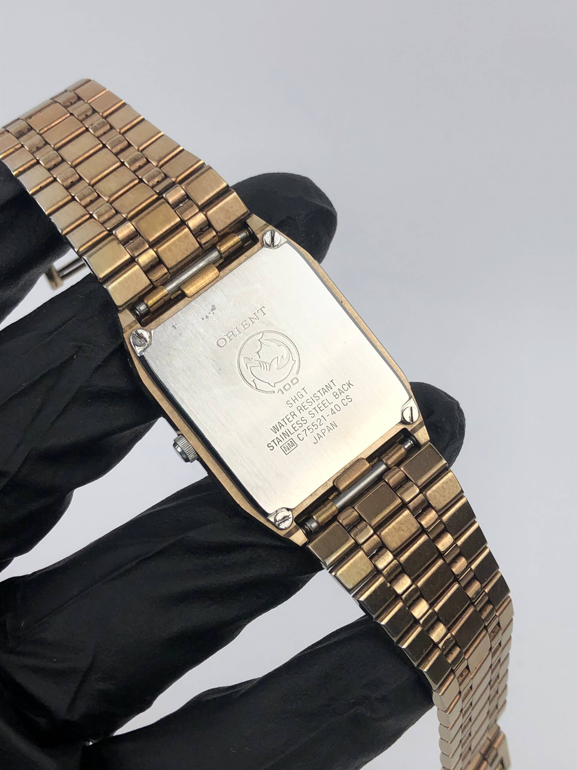 CHANDOR ORIENT QUARTZ J5621-40 CS JAPAN VINTAGE DRESS WATCH ORIGINAL BRACELET GOLD DIAL - Gambar 8