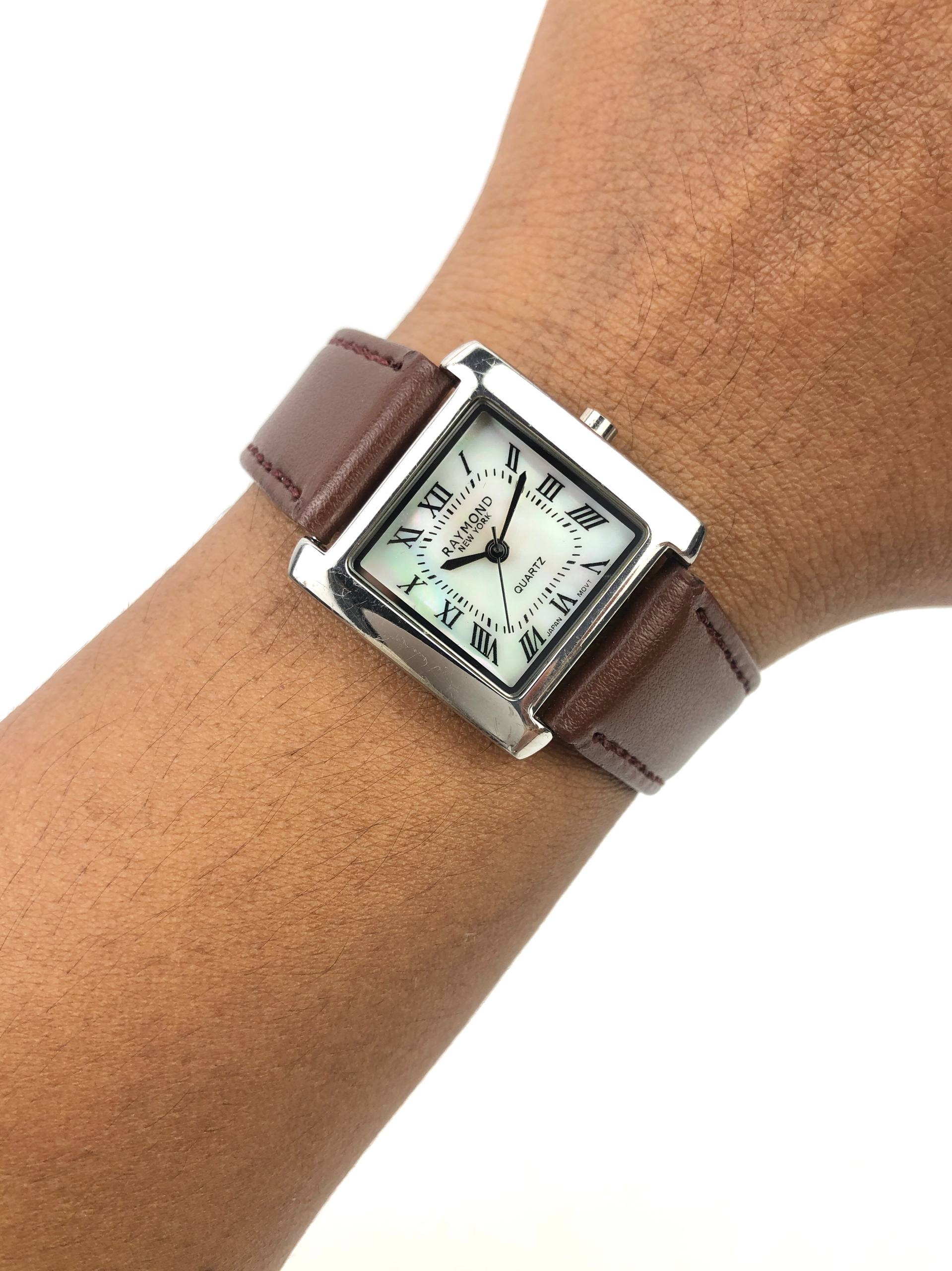 RAYMOND NEW YORK QUARTZ ROMAN DIAL RECTANGULAR LADIES DRESS WATCH
