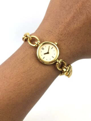 NOEVIR CHARM BRACELET WATCH GOLD TONE LADIES JAPAN MOVEMENT VINTAGE