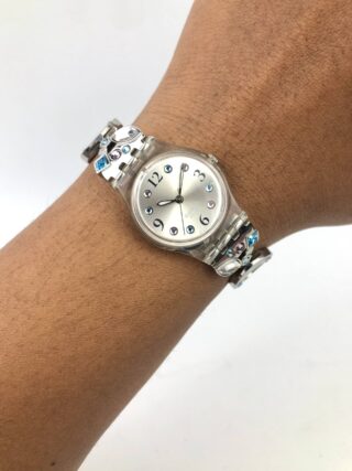 SWATCH LADY JELLY CLEAR CASE JEWEL BRACELET QUARTZ SWISS MADE VINTAGE